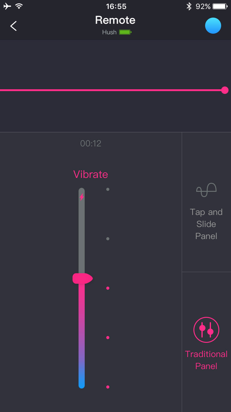 Captura de pantalla de la aplicación Lovense Remote Mando a distancia tradicional.