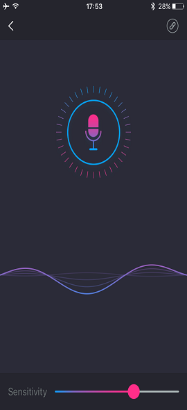 Captura de pantalla de la aplicación Lovense Remote Sonido activado.